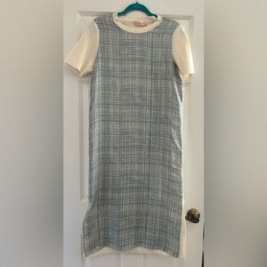 Tory Burch Greer Silk Panel Pencil Dress in New Ivory, size S